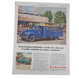 Studebaker Delivery Truck Magazine Advertisement 1948 Color Vintage Automobilia